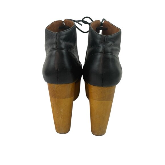 Ecote Platform Booties Womens 7 Black Leather Whimsigoth Grunge Witchy Wood Heel - Picture 6 of 13